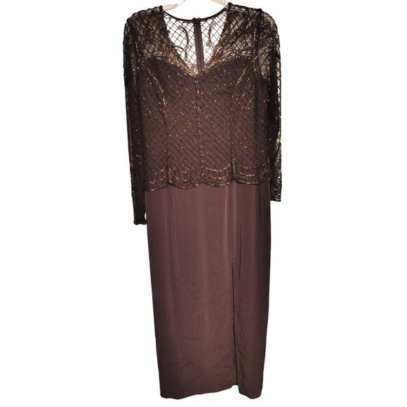 Lillie Rubin Size 16 Beaded Gown Dress, Eggplant Purple Mother of the Bride READ - Picture 1 of 11